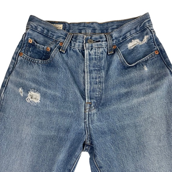 Levi’s Premium 501 Distressed Jeans Button Fly Straight Leg Big E Sz 25 - Picture 7 of 13